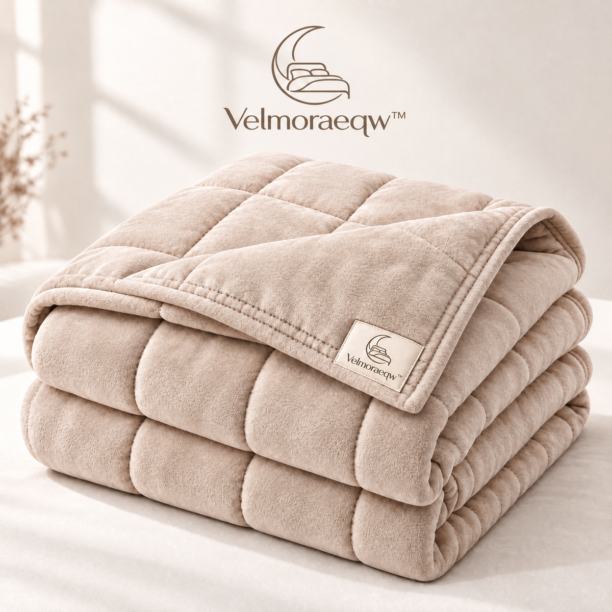Velmoraeqw™ CloudLayer Quilted Comfort Blanket – Plush Padded Bed Blanket with Soft-Touch Fabric & Cozy Grid Stitching