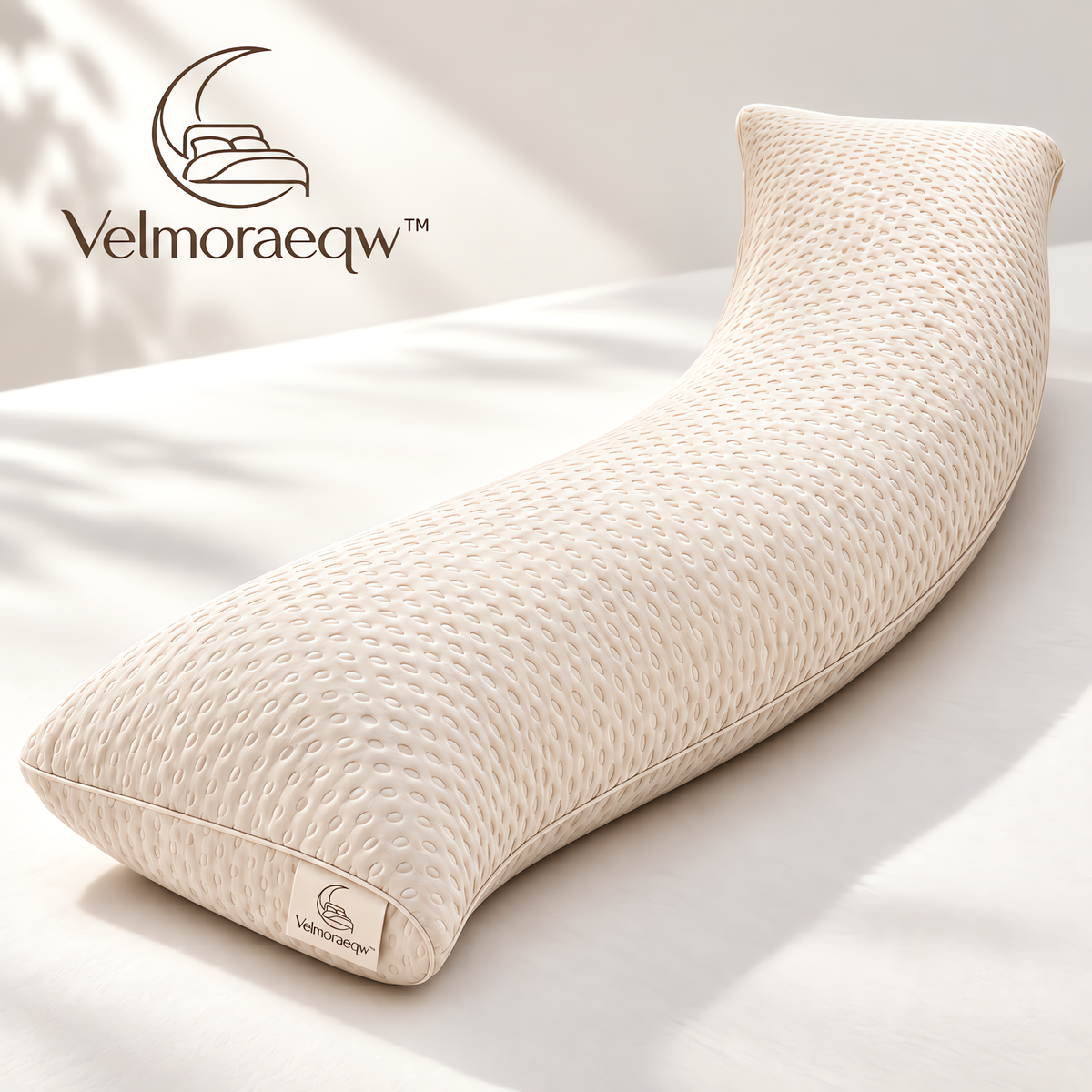 Velmoraeqw™ MoonCurve Full Body Support Pillow – Long Ergonomic Side-Sleeper Cushion with Breathable Comfort Cover