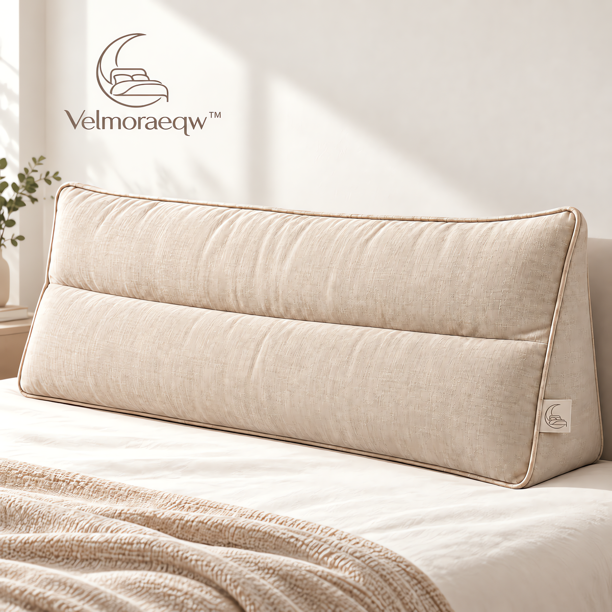 Velmoraeqw™ DreamRest Bed Headboard Pillow – Full-Length Triangular Backrest Cushion with Dual-Zone Support