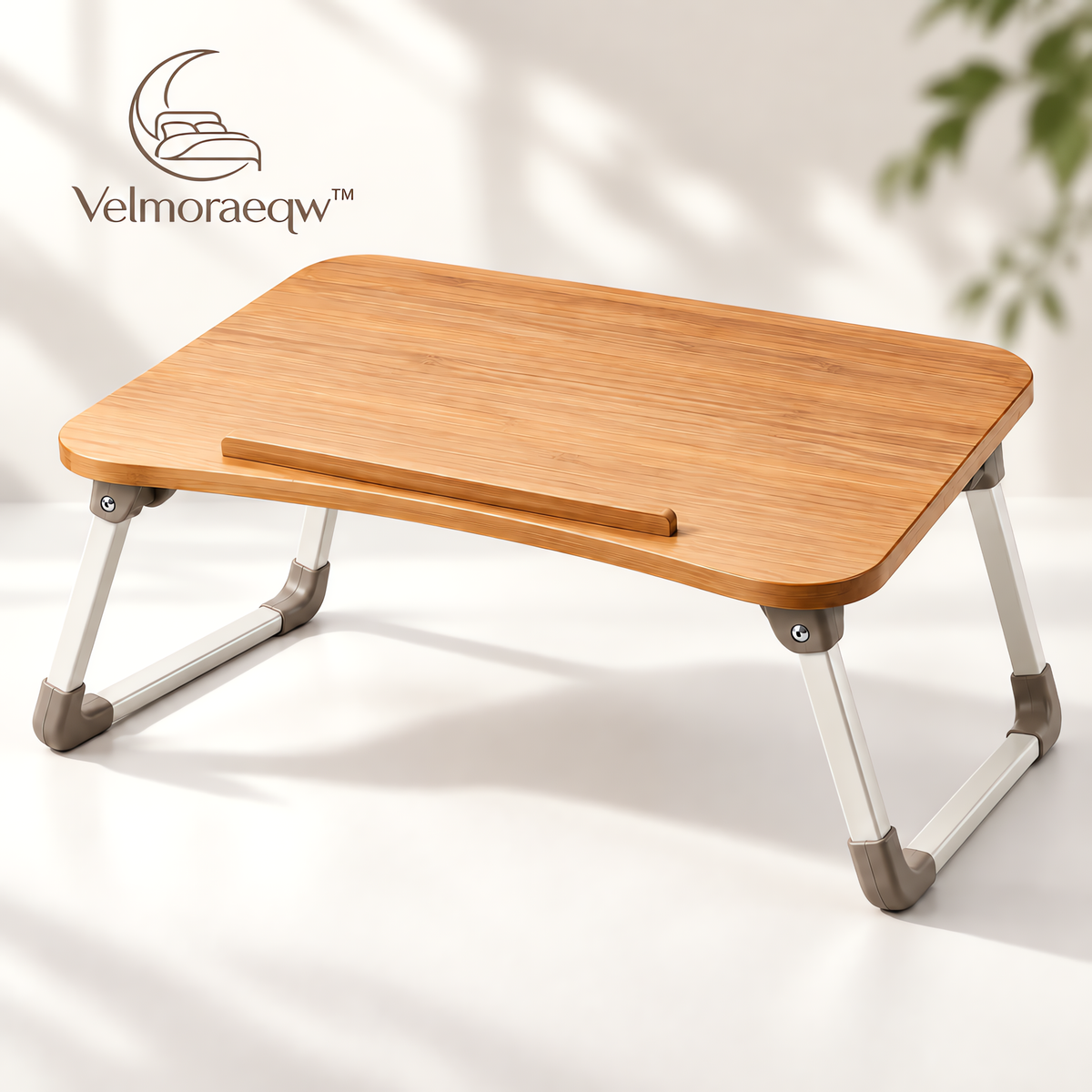 Velmoraeqw™ BedEase Folding Bed Tray Table – Portable Laptop & Breakfast Desk with Bamboo-Style Top and Foldable Legs