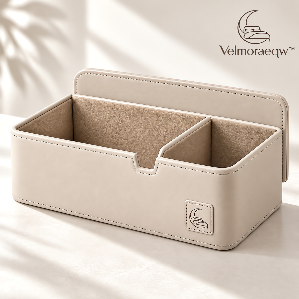 Velmoraeqw™ Bedside Essentials Organizer – Structured Multi-Compartment Nightstand Storage Box with Soft Lined Interior