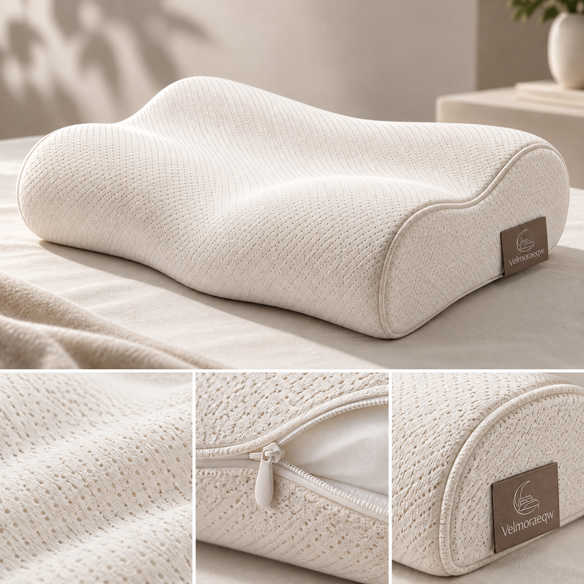Velmoraeqw™ CloudCurve Ergonomic Contour Pillow – Breathable Neck & Shoulder Support Sleeping Pillow with Sculpted Comfort Design