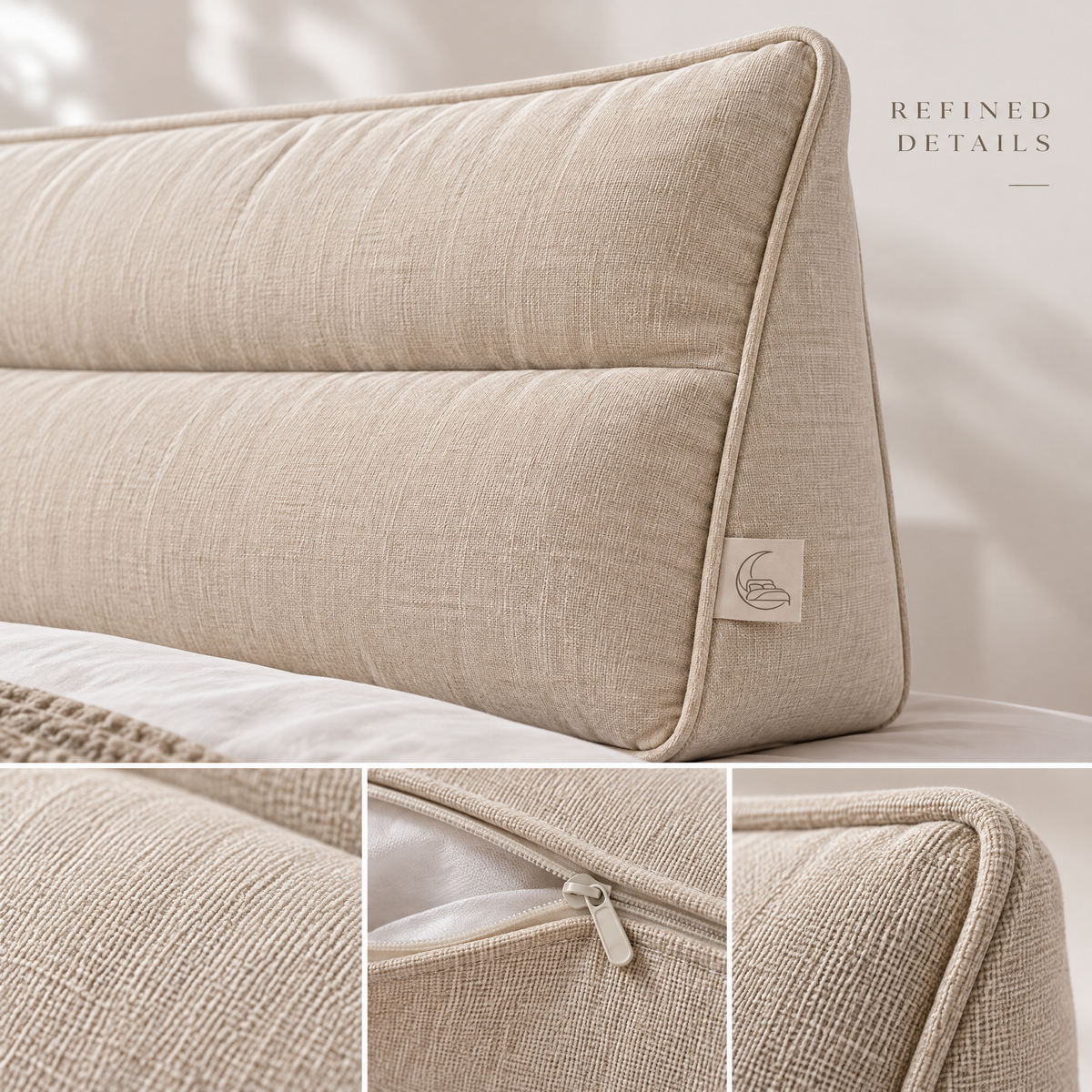 Velmoraeqw™ DreamRest Bed Headboard Pillow – Full-Length Triangular Backrest Cushion with Dual-Zone Support