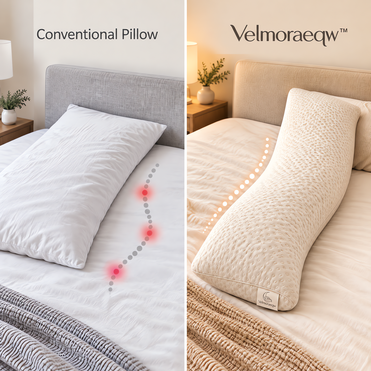 Velmoraeqw™ MoonCurve Full Body Support Pillow – Long Ergonomic Side-Sleeper Cushion with Breathable Comfort Cover