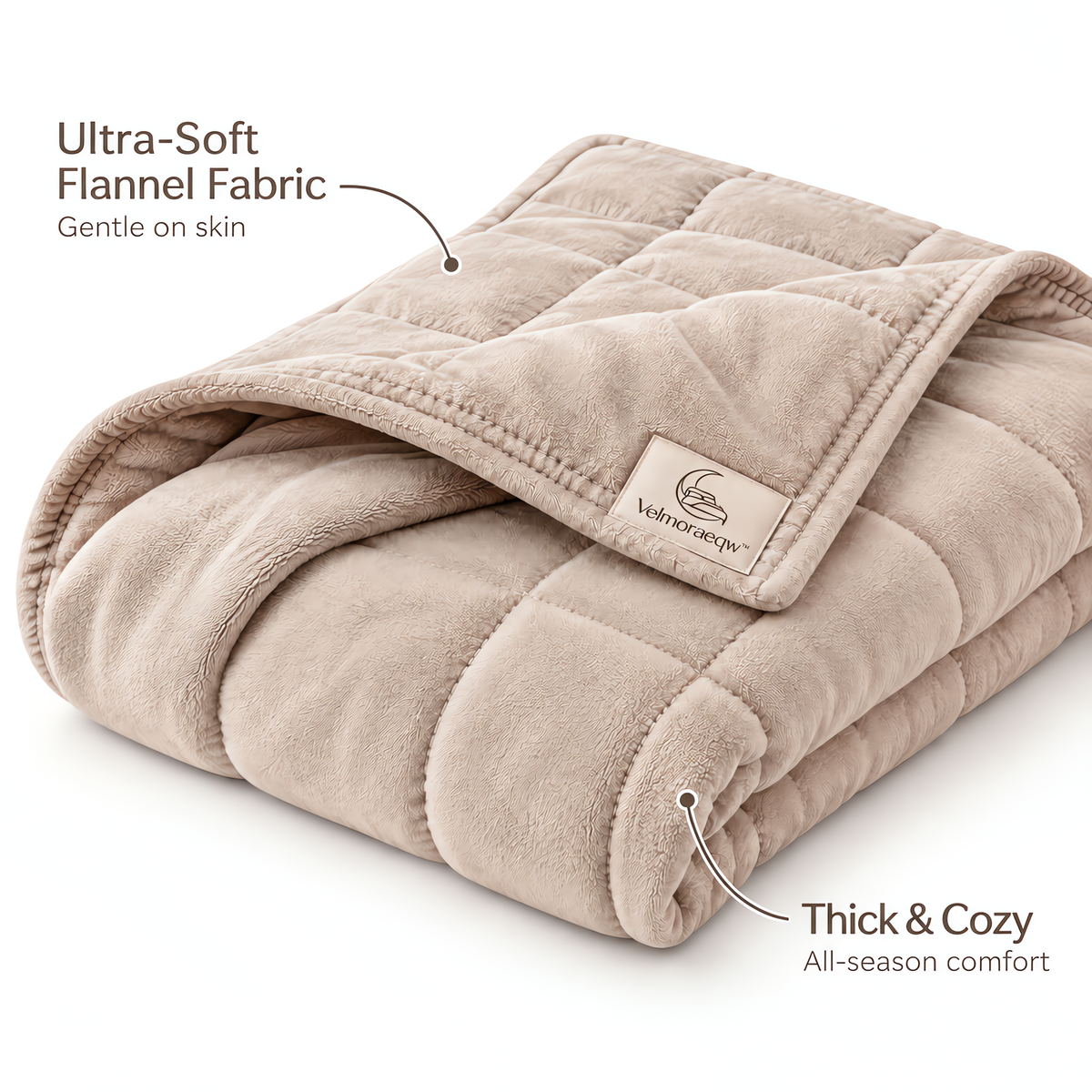 Velmoraeqw™ CloudLayer Quilted Comfort Blanket – Plush Padded Bed Blanket with Soft-Touch Fabric & Cozy Grid Stitching