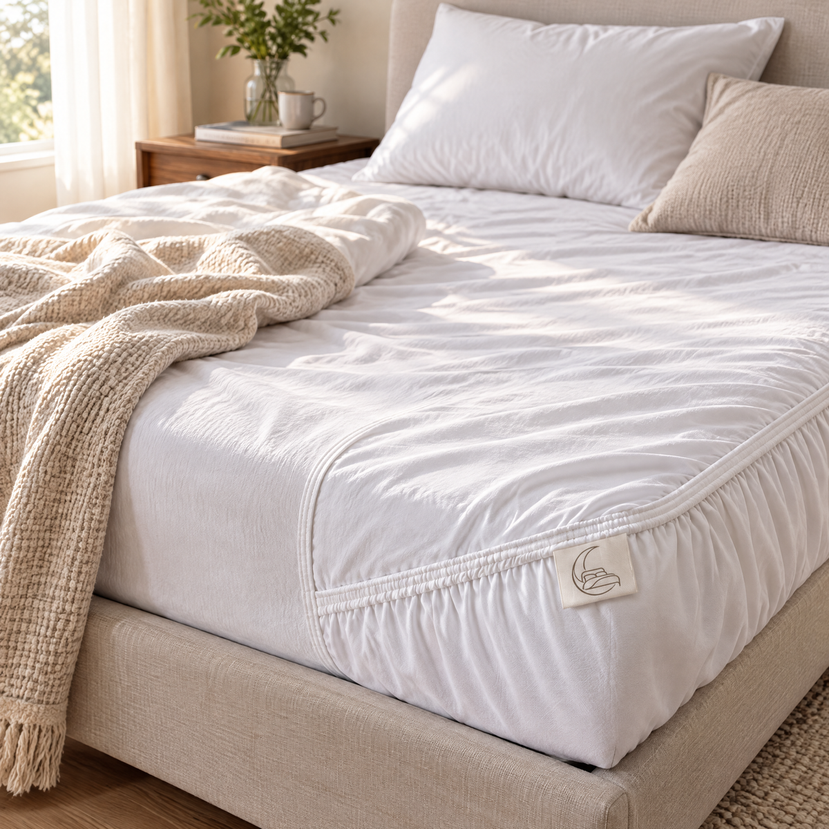 Velmoraeqw™ PureGuard Fitted Mattress Protector – Soft Surface Bed Cover with Elasticized Deep-Pocket Skirt