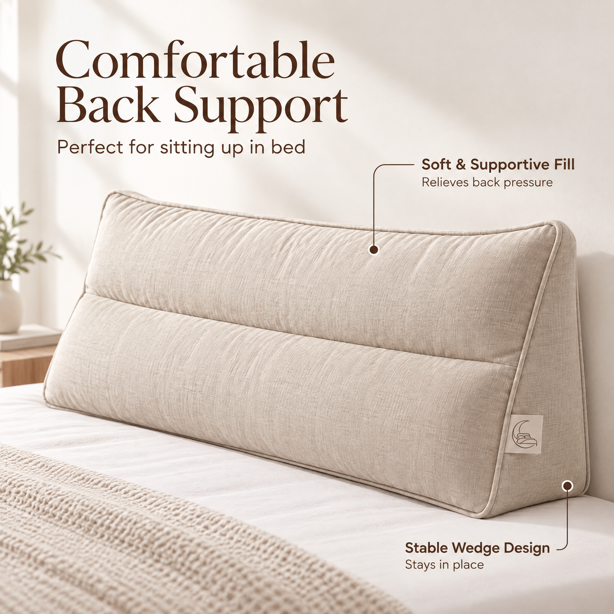 Velmoraeqw™ DreamRest Bed Headboard Pillow – Full-Length Triangular Backrest Cushion with Dual-Zone Support