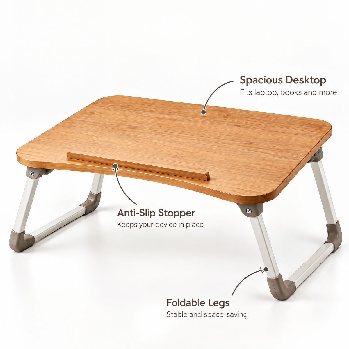Velmoraeqw™ BedEase Folding Bed Tray Table – Portable Laptop & Breakfast Desk with Bamboo-Style Top and Foldable Legs